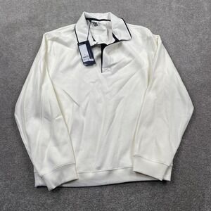 Pinnacle Rugby Polo Mens Size M Cream Long Sleeve Pique Collared Shirt